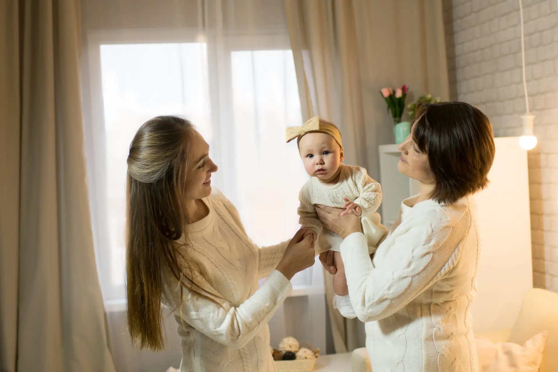 coach, parent and baby